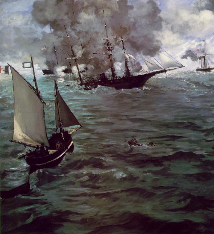 Battle of Kearsage and Alabama, 1864 - Edouard Manet Painting